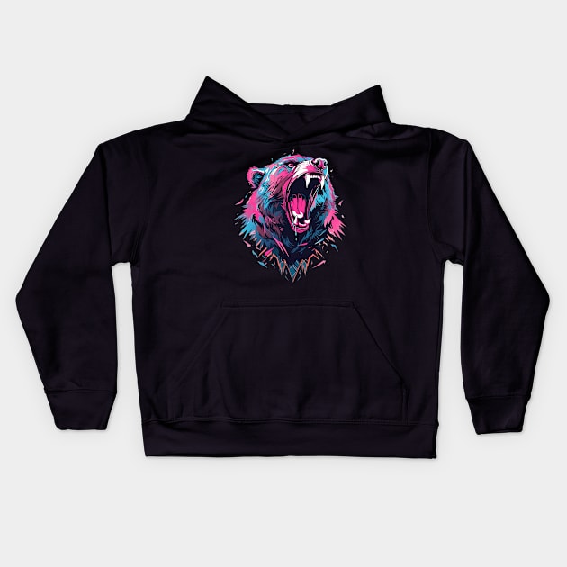 angry bear Kids Hoodie by dorapeterx